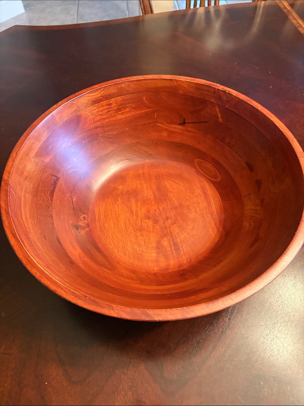 Mountain Woods Cherry Finish Bevelled Rim Wood Bowl 15”